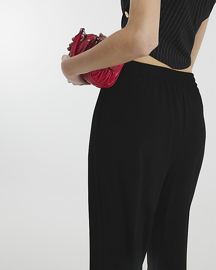 Black Soft Wide Leg Trousers