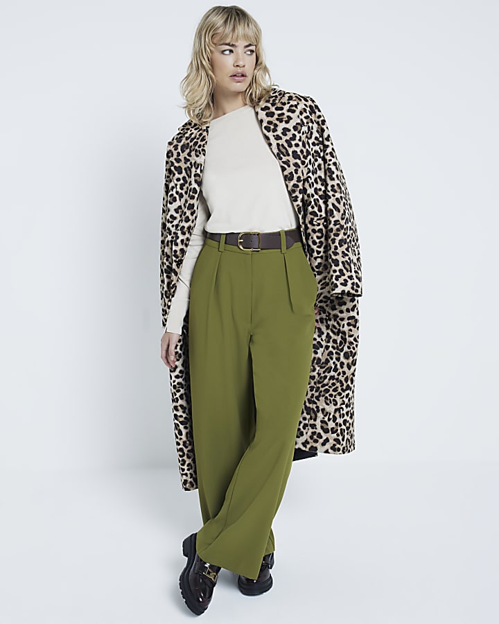 Green Belted Wide Leg Trousers