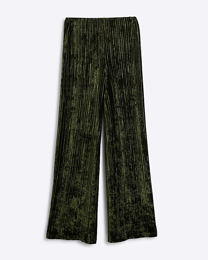 Green Velvet Plisse Trousers