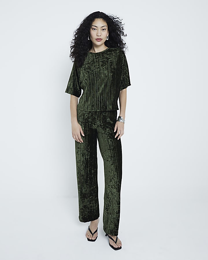 Green Velvet Plisse T-shirt