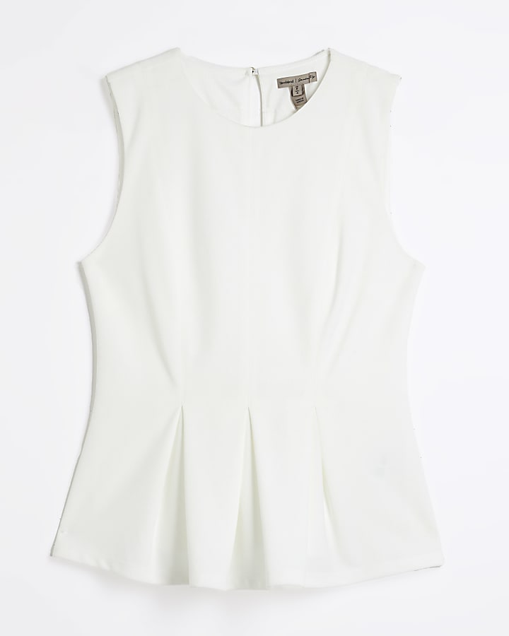 Cream Pleated Peplum Top