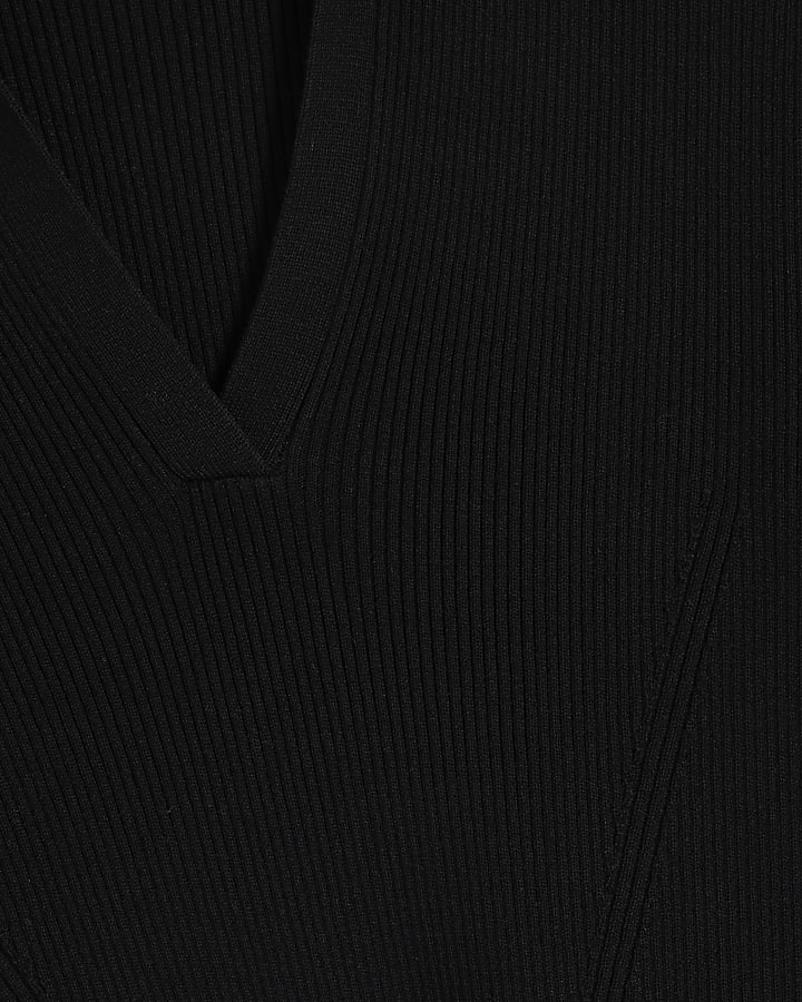 Black Long Sleeved Polo Mini Dress