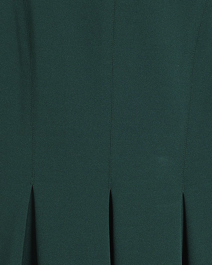 Green Pleated Peplum Top