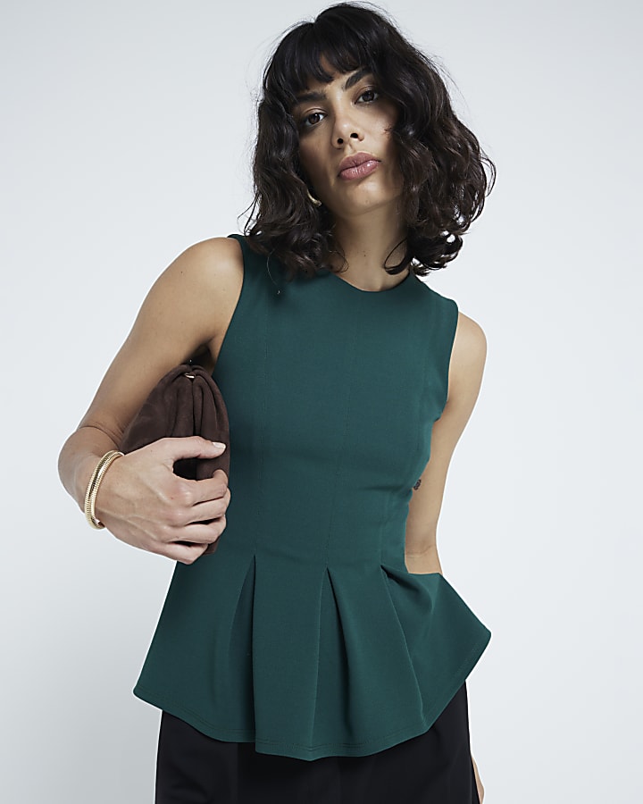 Green peplum blouse online