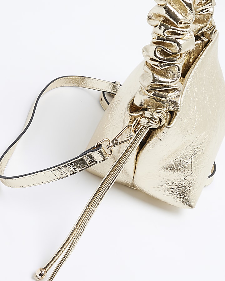 Gold Grab Handle Cross Body Bag