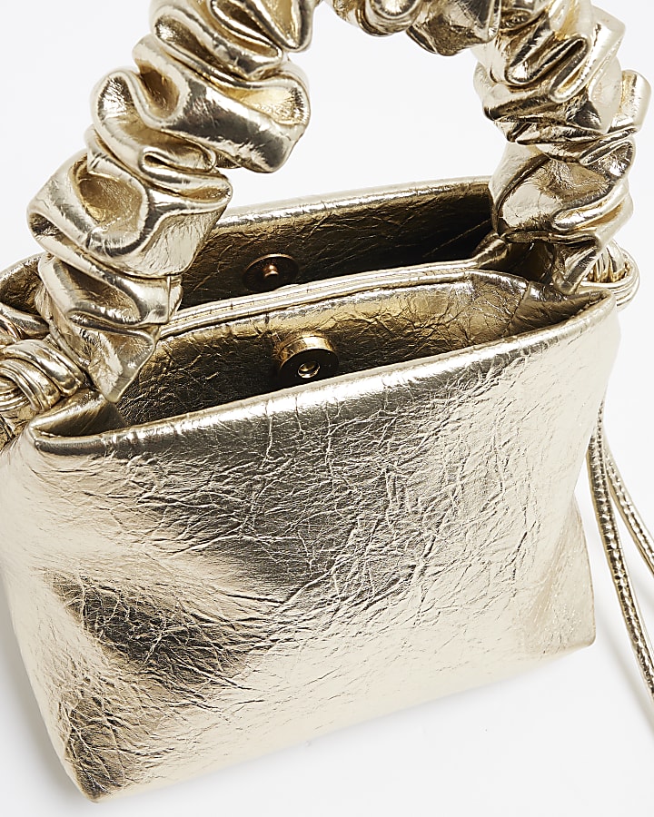Gold Grab Handle Cross Body Bag