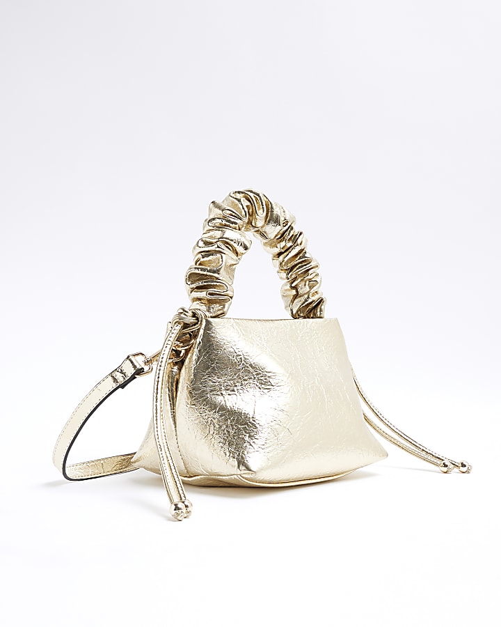 Gold Grab Handle Cross Body Bag