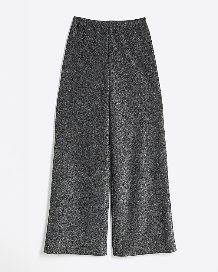 Black Metallic Wide Leg Trousers