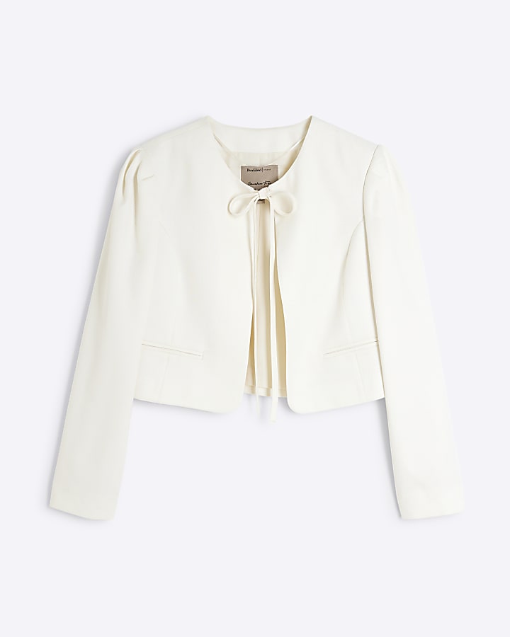 Cream Tie Front Blazer