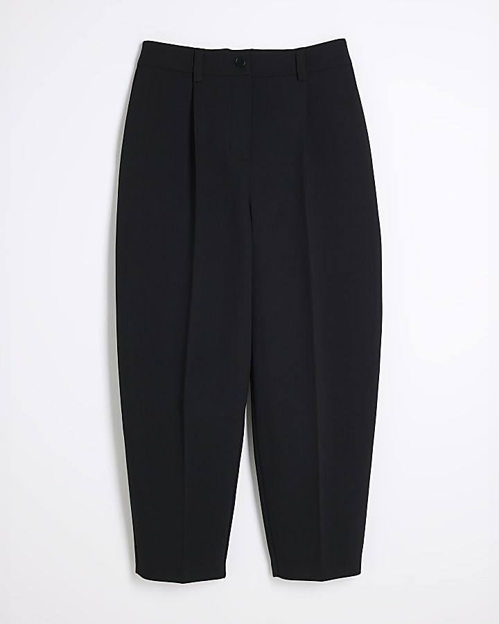 Black Slim Fit Barrel Leg Trousers