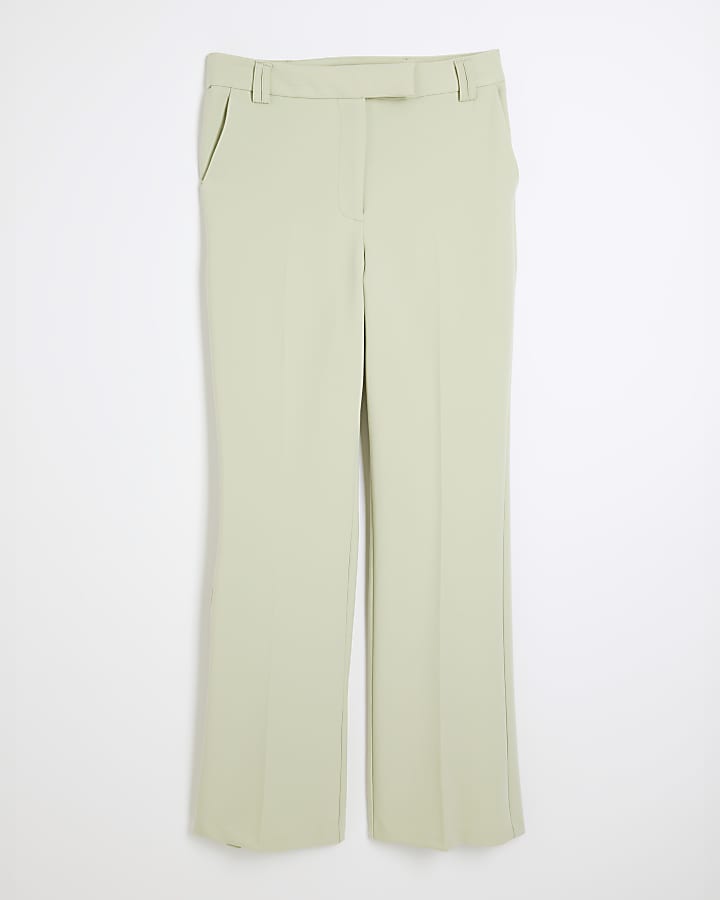 Green Slim Fit Flared Trousers