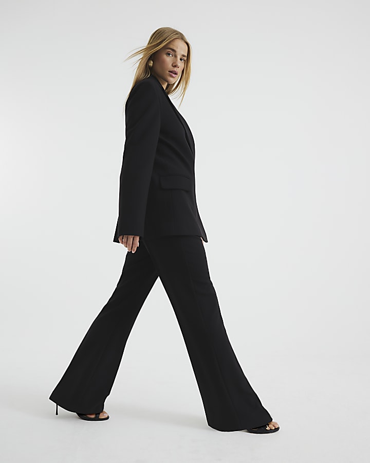 Black Slim Flared Trousers