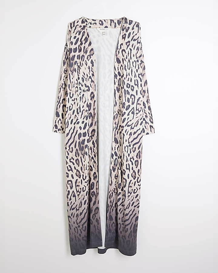 White Leopard Longline Loungewear Cardigan