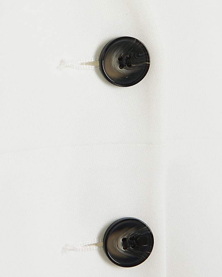 White V Neck Button Front Waistcoat