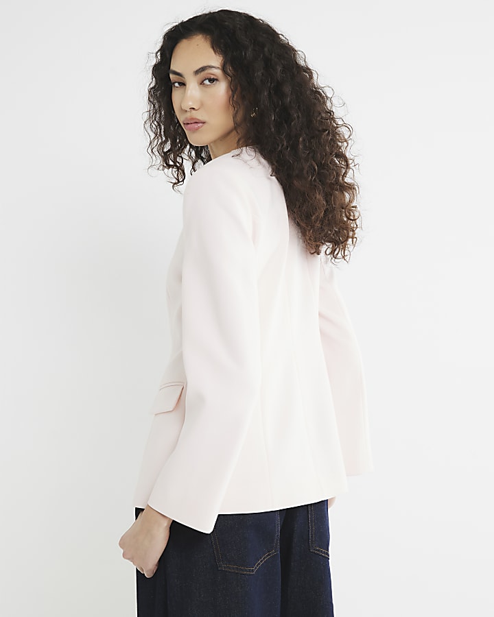 Pink Button Front Blazer