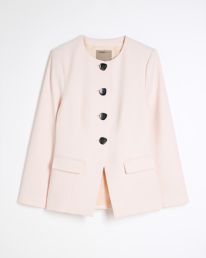 Pink Button Front Blazer