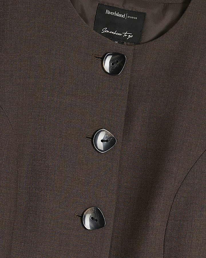 Brown Button Front Blazer