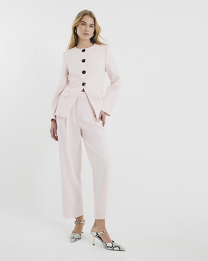 Pink Straight Leg Tapered Trousers