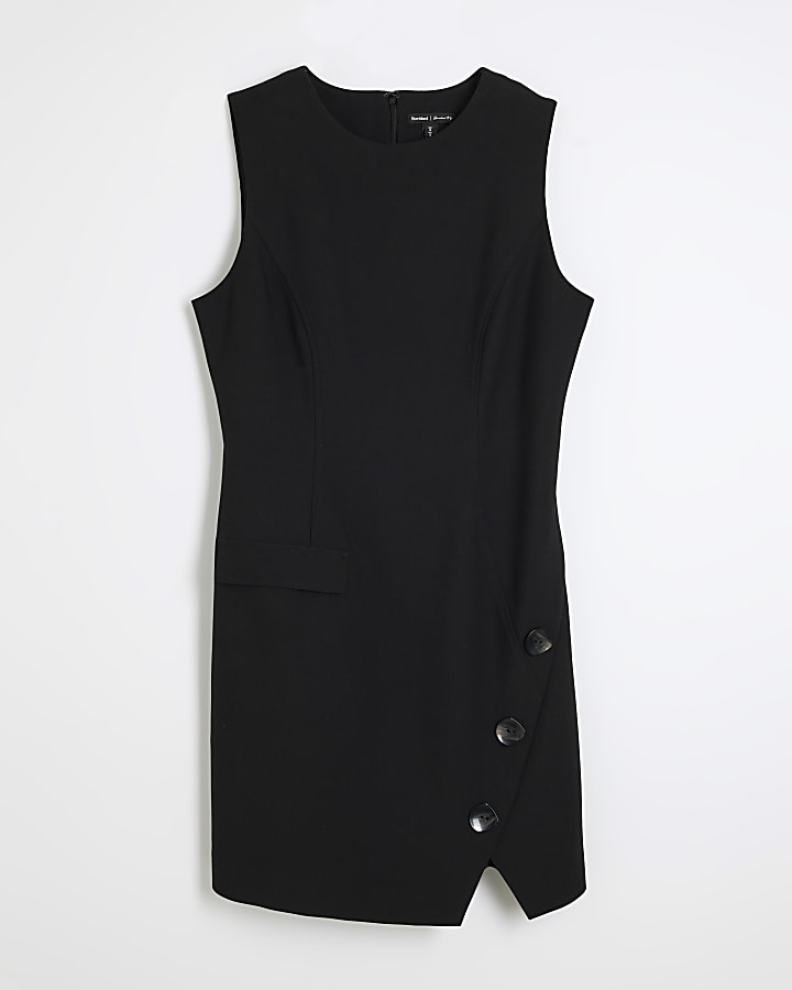 Black Sleeveless Tailored Dress