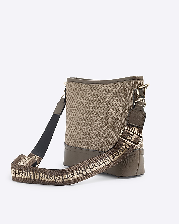 Brown RI Monogram Webbing Cross Body Bag