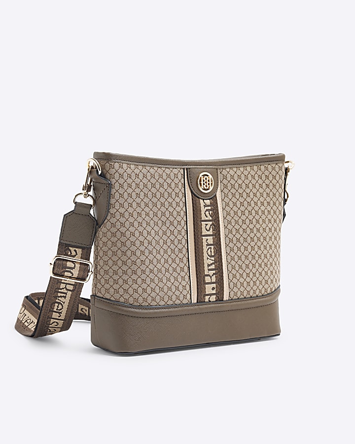 Brown RI Monogram Webbing Cross Body Bag