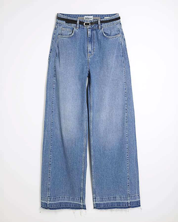 Blue Denim Baggy Wide Leg Jeans