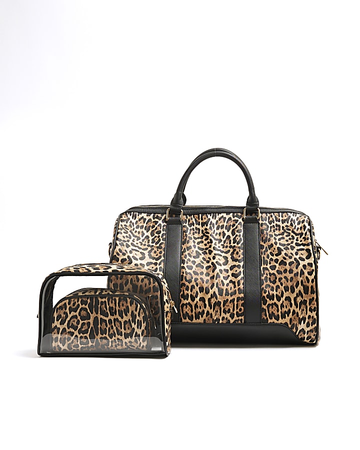 Brown Leopard Barrel Bag Bundle