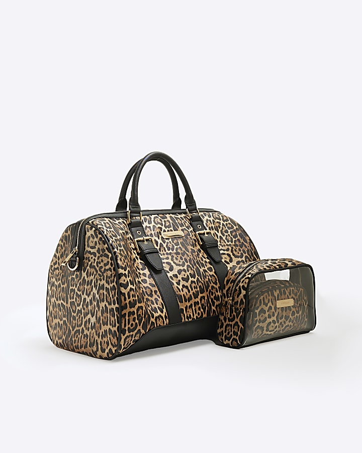 Brown Leopard Barrel Bag Bundle