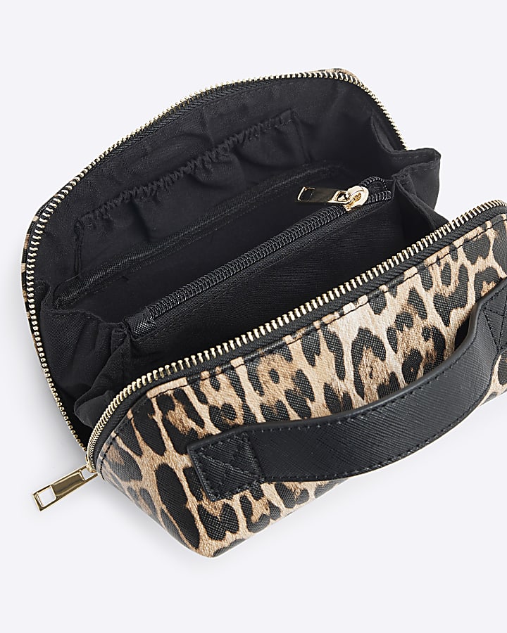 Brown Leopard Make Up Bag