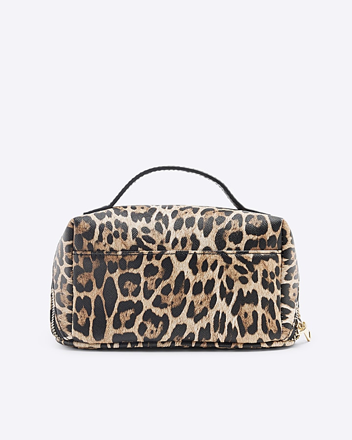 Brown Leopard Make Up Bag