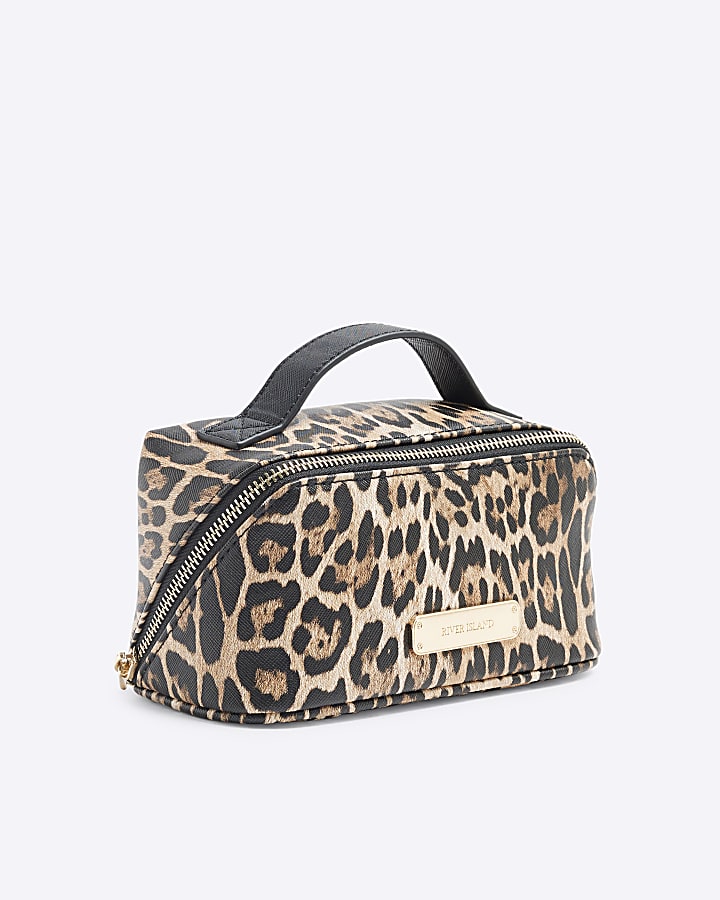 Brown Leopard Make Up Bag