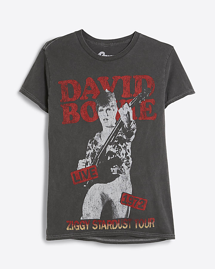 Grey David Bowie graphic t-shirt