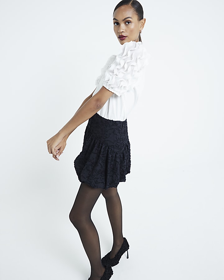 Cream Short Sleeve Ruffle T-Shirt