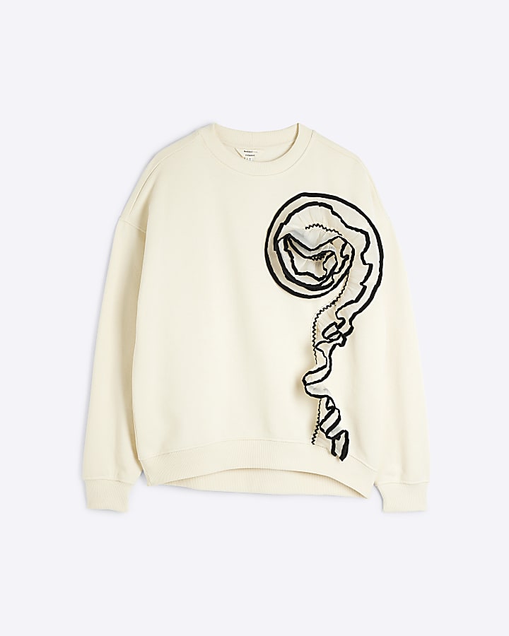 Cream 3D Flower Sweatshirt