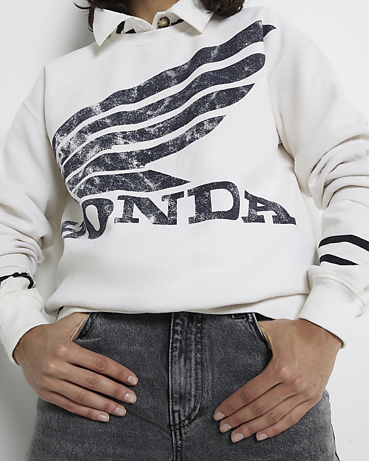 Cream Washed Honda Graphic Sweatshirt