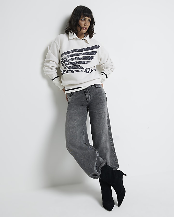 Cream Washed Honda Graphic Sweatshirt