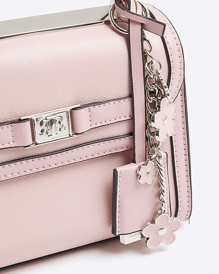 Pink Faux Leather Mini Tote Cross Body Bag