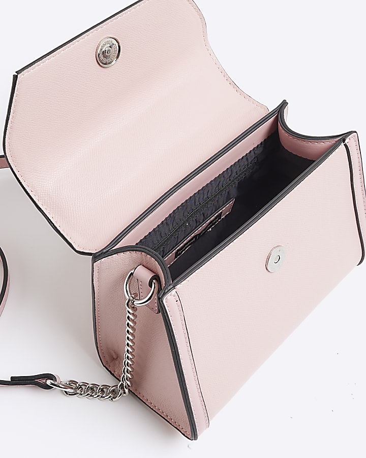 Pink Faux Leather Mini Tote Cross Body Bag