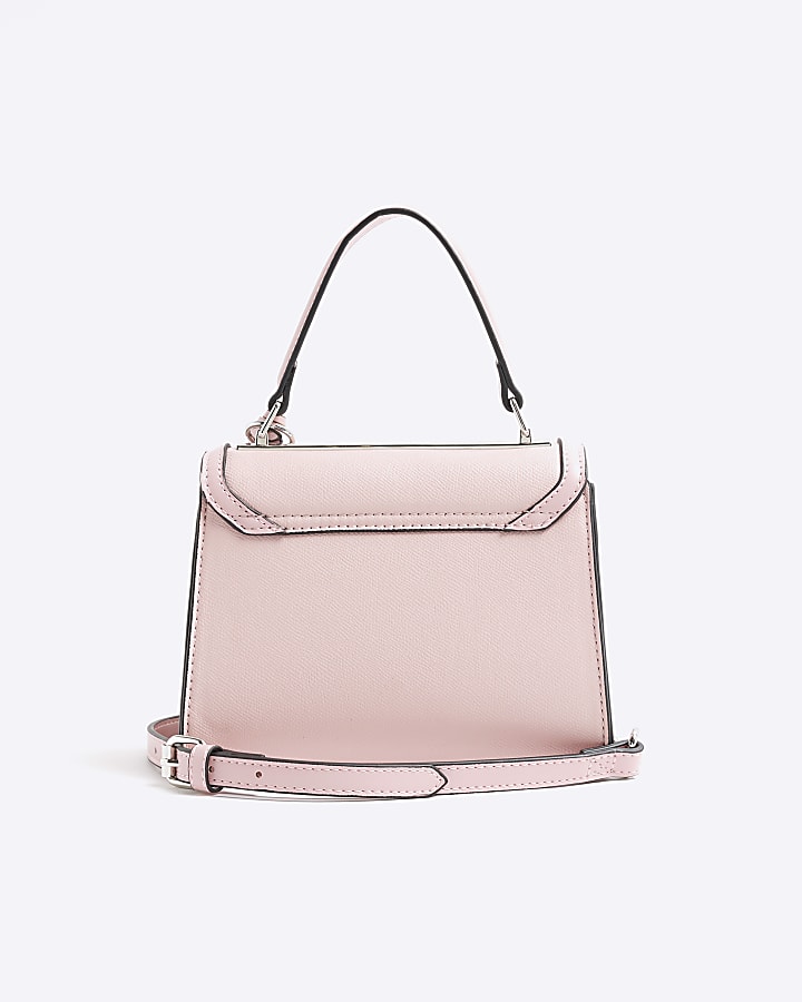 Pink Faux Leather Mini Tote Cross Body Bag
