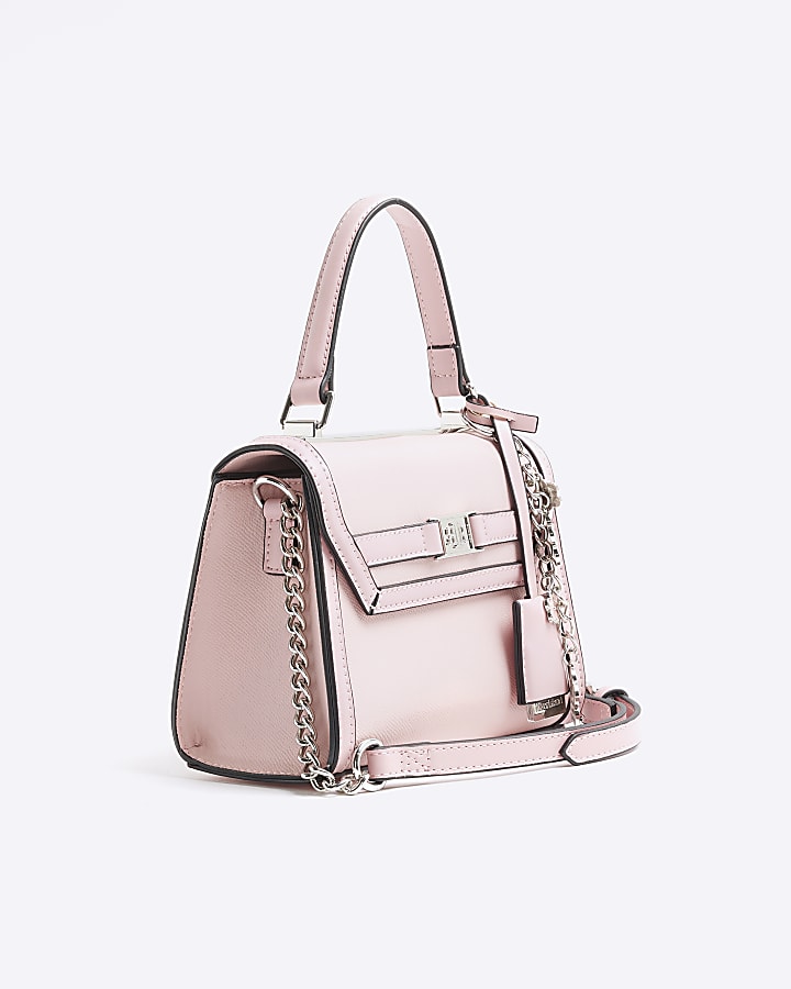 Pink Faux Leather Mini Tote Cross Body Bag