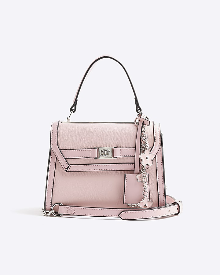 Pink Faux Leather Mini Tote Cross Body Bag