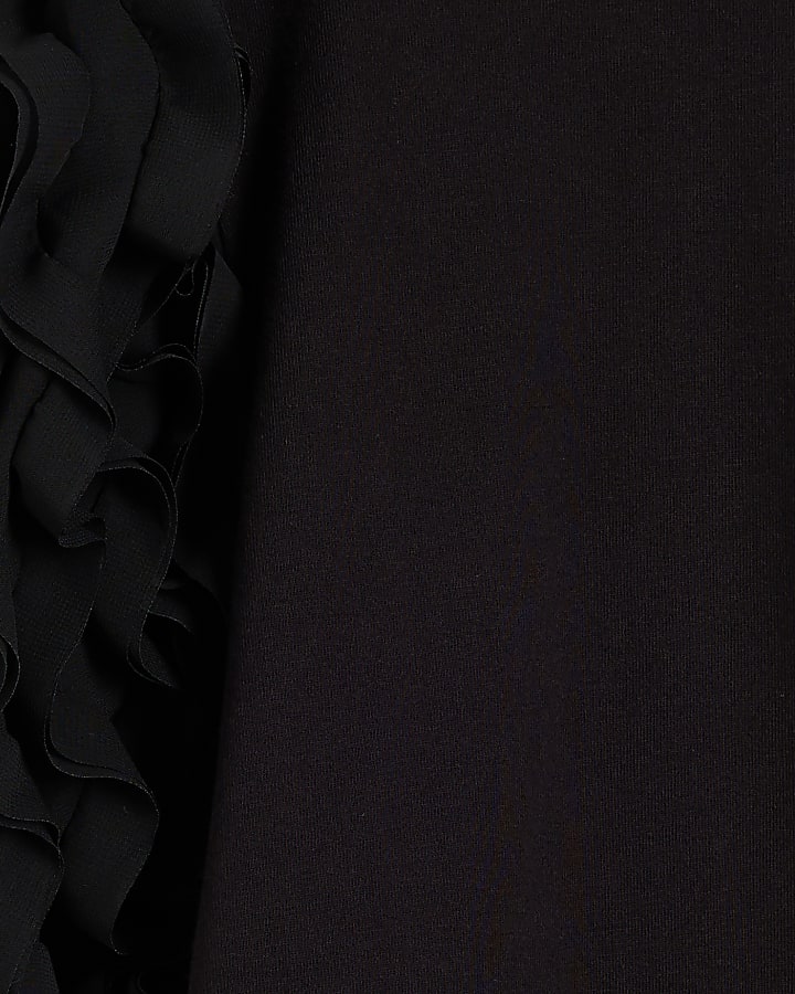 Black Ruffle sleeve T-shirt