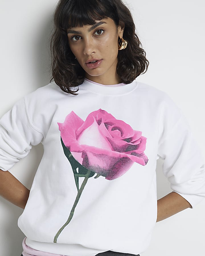 White Rose Graphic Sweatshirt