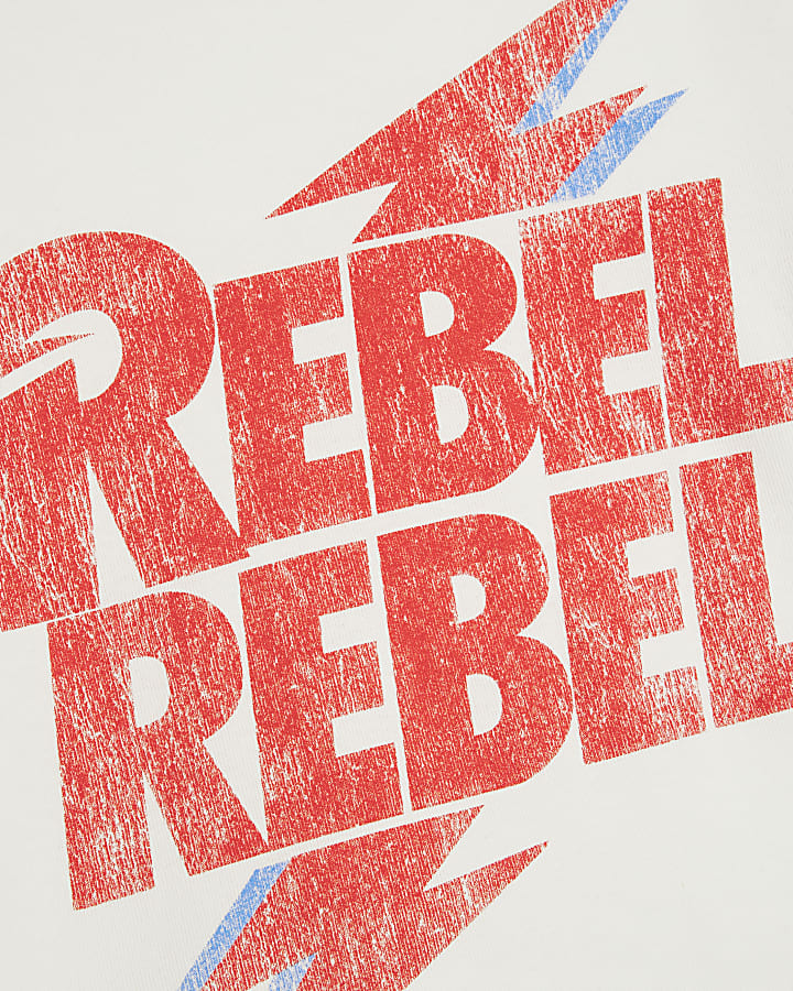 White 'Rebel Rebel graphic print T-shirt