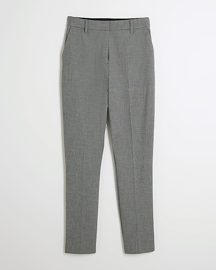 Grey Elastic Back Cigarette Trousers