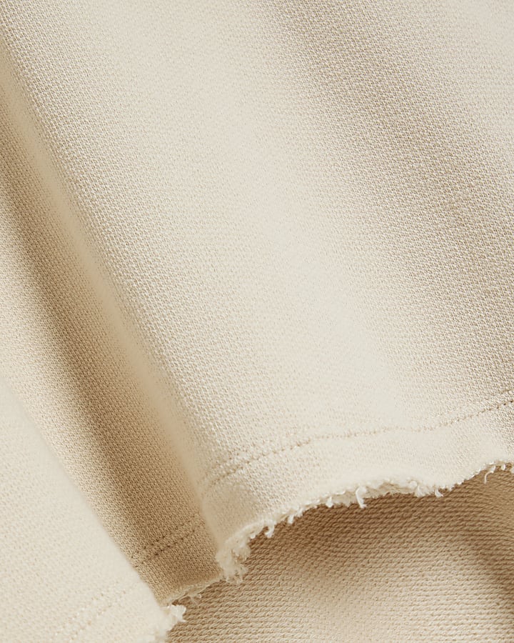 Beige Long Sleeve Raw Seam Sweatshirt