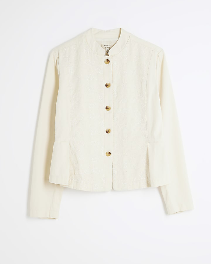 Cream Embroidered Lace Jacket