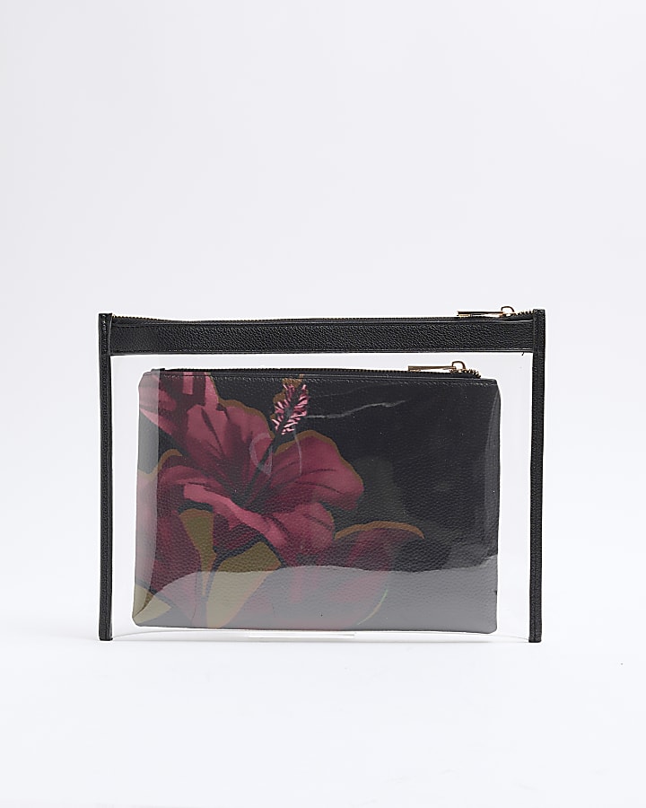 Black Floral Travel Wallet Bundle