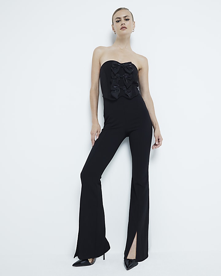 Black Bow Bandeau Jumpsuit