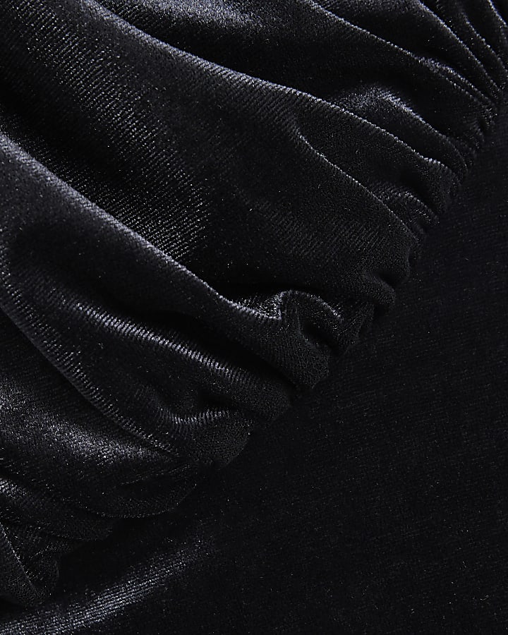 Black Velvet Short Sleeve Draped Bodysuit